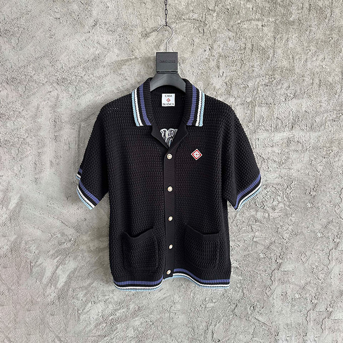 casablanca slogan embroidery knit shirt